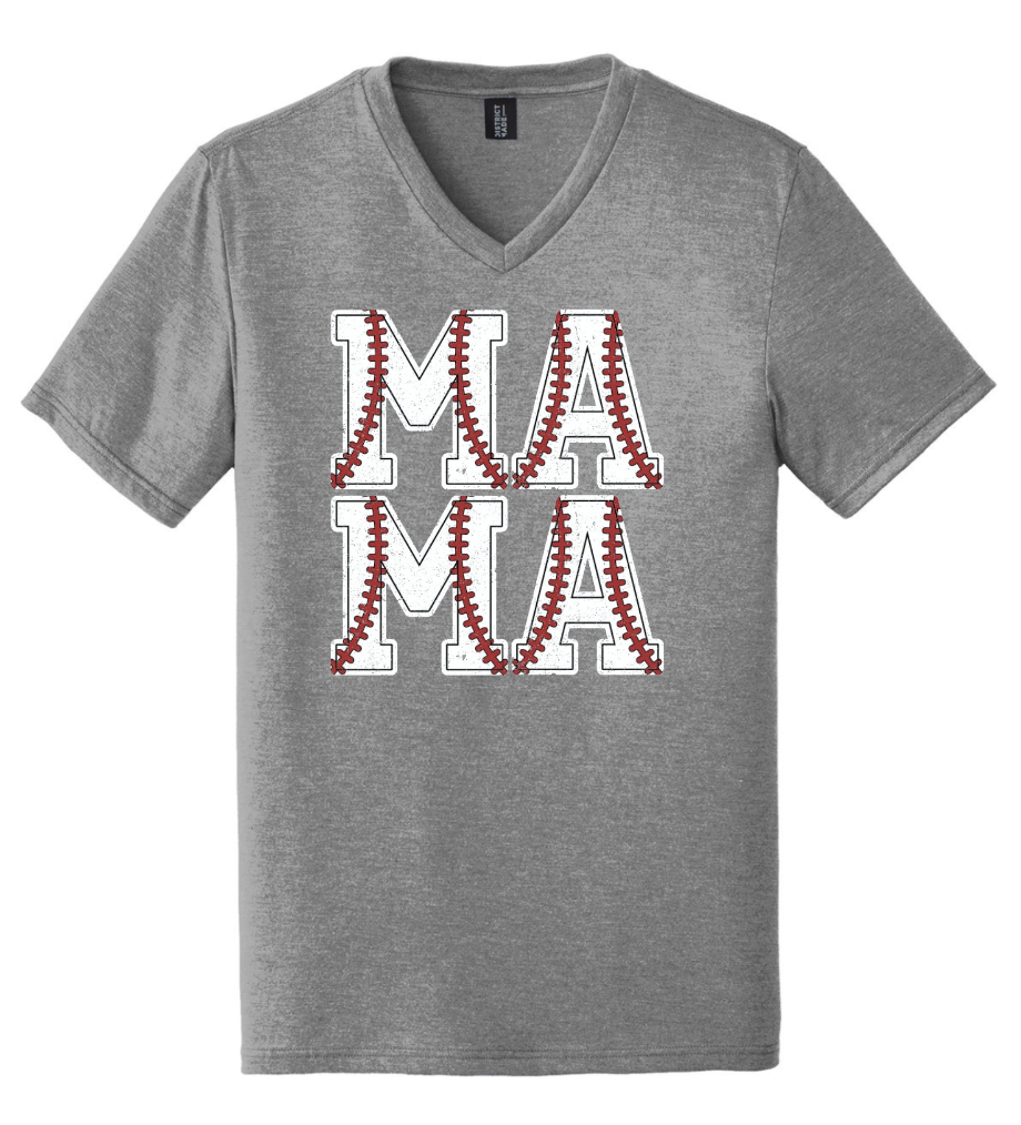 Baseball Mama Grey Frost Vneck